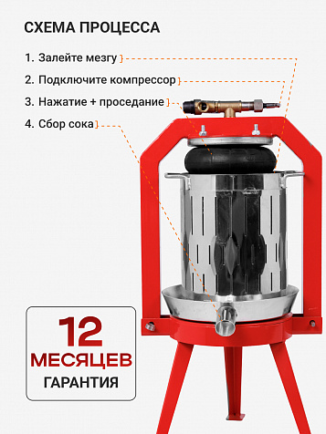Пресс пневматический "Муромец П" 29 л корзина из нерж.стали